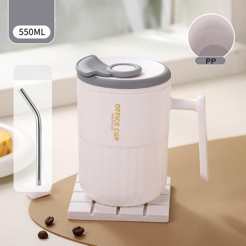 

Double-layer Coffee Cup Large Capacity Insulated Cup New Vacuum Mug Travel PP White