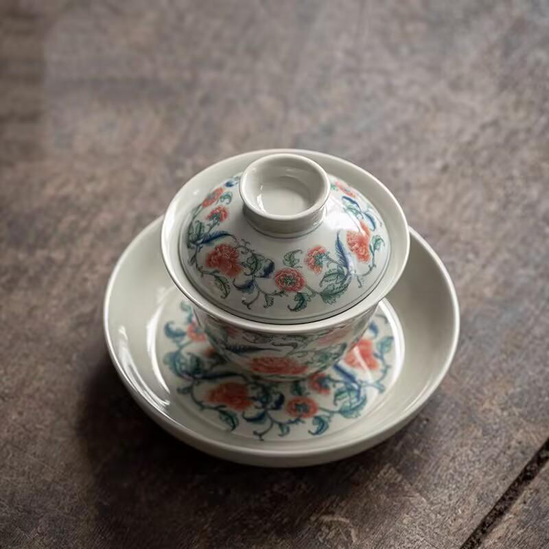 Retro Blue And White Cover Bowl, Teacup, Ceramic Kung Fu Tea Set, Single Pot Bearing Jingdezhen Large Sancai Tea Cup, Tea Bowl