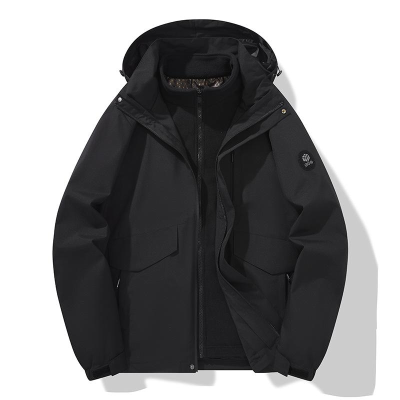 Autumn and Winter Three-in-one Outdoor Jacket, Silver Fox Velvet Waterproof, Windproof and Stain-proof Jacket, Couple Style Outdoor