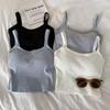 Korean Style Women's Camisole Vest with Fixed Cups, Anti-Exposure Sports Tube Top (Wire-Free)