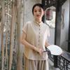 Women's 1116 Summer New Cardigan Short-sleeved Top Women's Tencel Linen Thin Versatile T-shirt