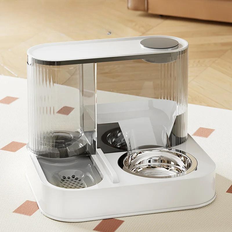 

Two-in-One Automatic Pet Feeding Dish Integrated Plastic Cat Bowl Water Dispenser and Food/Water Bowl for Dogs and Cats A