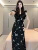 Xiaofei Sleeve Black Floral Dress Children's Summer 2026 New Pear-shaped Figure French Thin Waist Dress