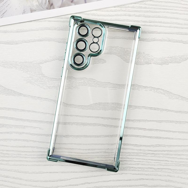 Luxury Shockproof Clear Soft Case For Samsung Galaxy S25 Edge S24 S23 FE S22 Ultra Plus S25+ Plating Transparent Cover TPU Shell