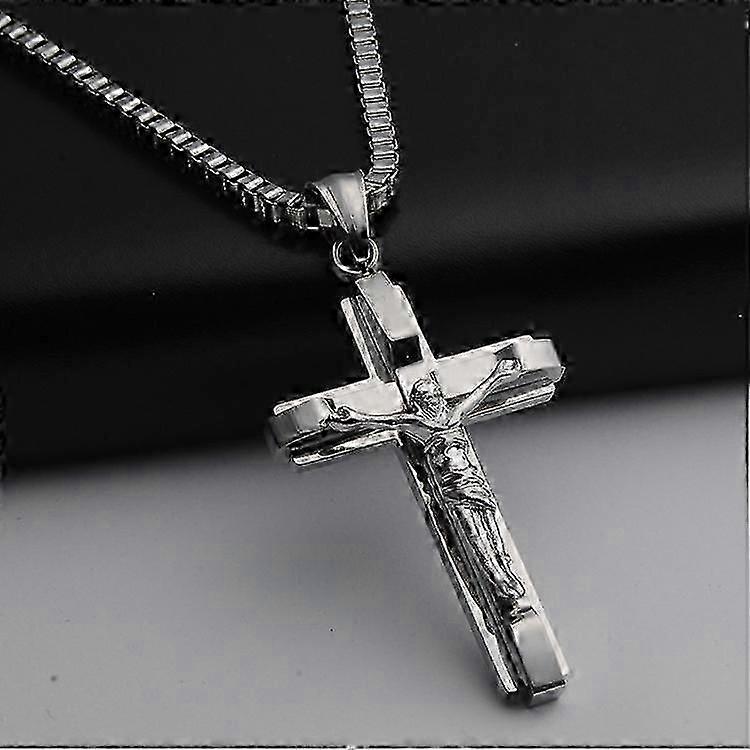 Collana Pendente da Uomo in Acciaio Inossidabile, Titanio, con Croce di Gesù, Accessori