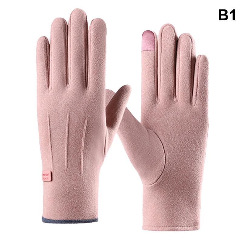 1 Pair Women'S Warm Winter Gloves Touchscreen Gloves With Fur Cuff Plush Lining Cycling Sports Driving Windproof Warm Gloves