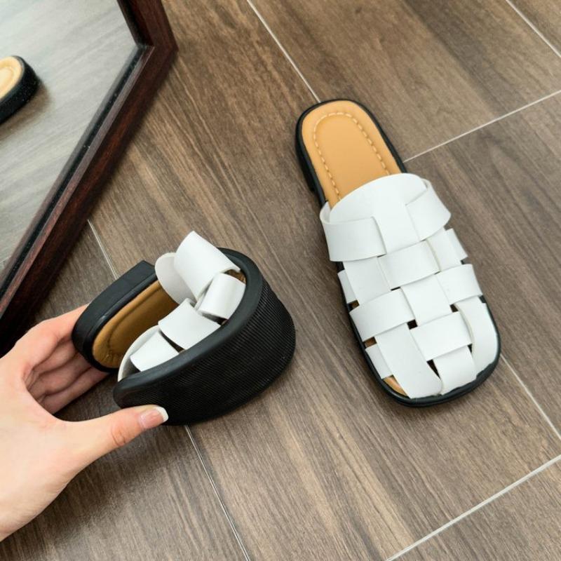 Hausschuhe Damen Neu Sommer Vintage Gewebt Hohl Sandalen Plateausandalen