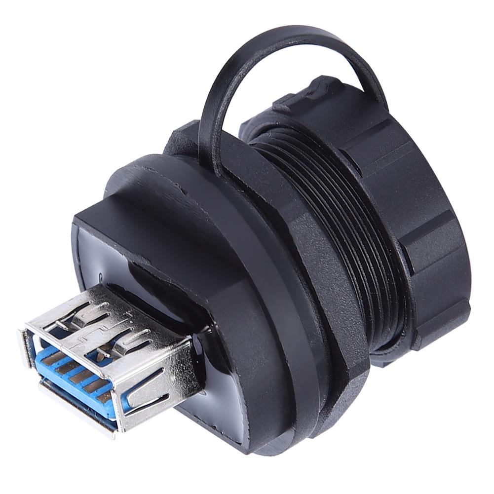 Waterproof USB Connector Copper Contact PA66 Insulator USB3.0 Double Female Dustproof Cover
