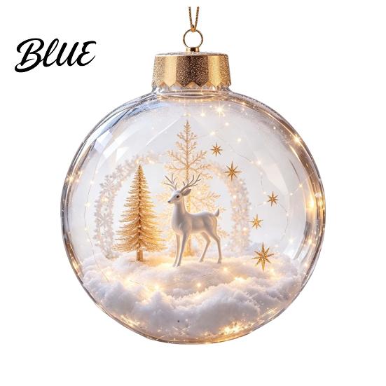 Holiday Ornament Ball Christmas with LED Lights Snow Scene Acrylic Clear Sphere Decor Shatterproof Xmas Tree Hanging Seasonal Party Supplies