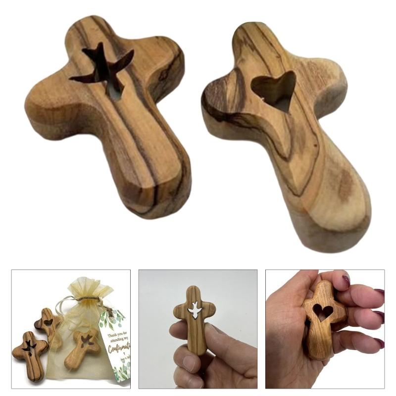 Olived Wood Pocket Crosses Comfort and Prayer Crosses Hand Held Wooden Crosses Small Palms Size Crosses Christian Gift