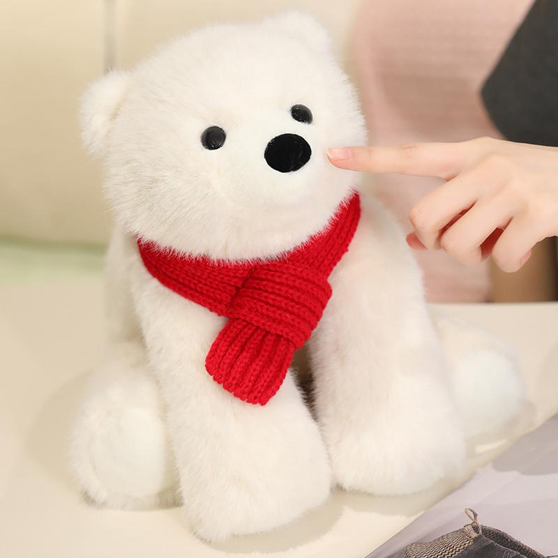 Kawaii Polar Bear Plush Toy Soft Plushies Stuffed Animal Scarf Polar Bear Doll Room Decoration Christmas Birthday Gift Toys