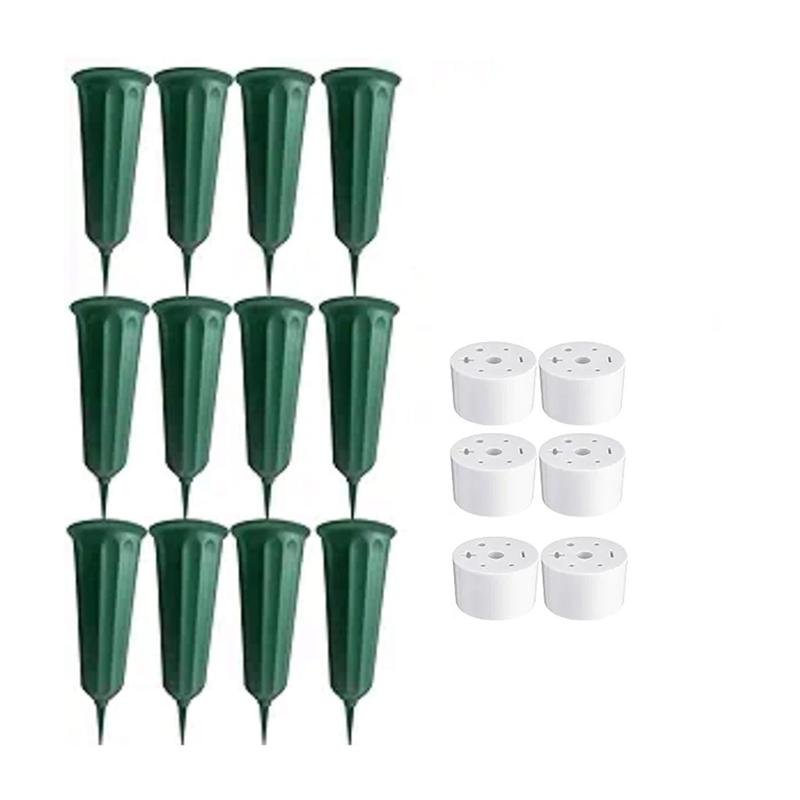 

2025 Trend 12 Pcs Cemetery Vases With Spikes Memorial Floral Vases Grave Flower Holder Cone In Ground Vases With Stakes