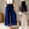 New Women's Chiffon Wide Leg Pants, Loose Fit Elastic Waist Casual Trousers for Spring Summer Fashion