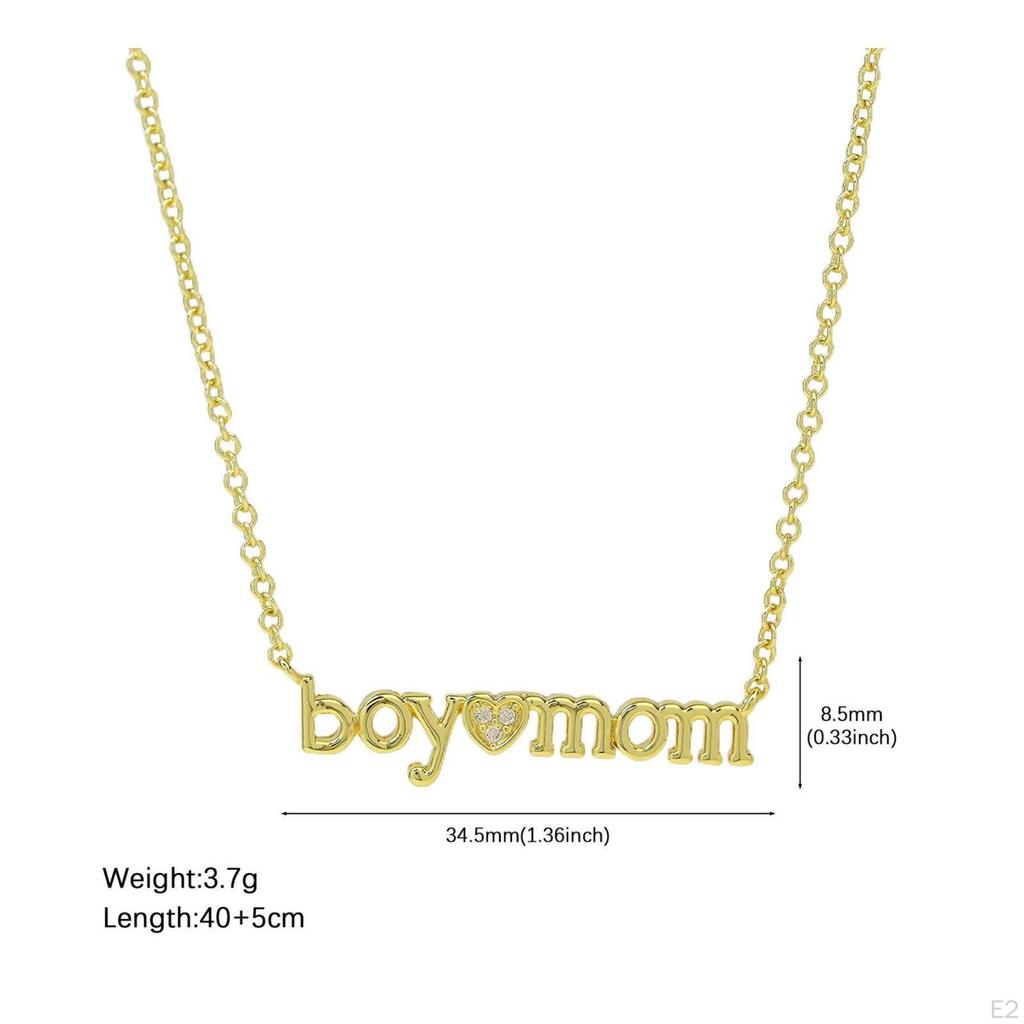 Mama Necklace Family Day Gift Mom Heart Pendant Golden Finish Boy for Moms,