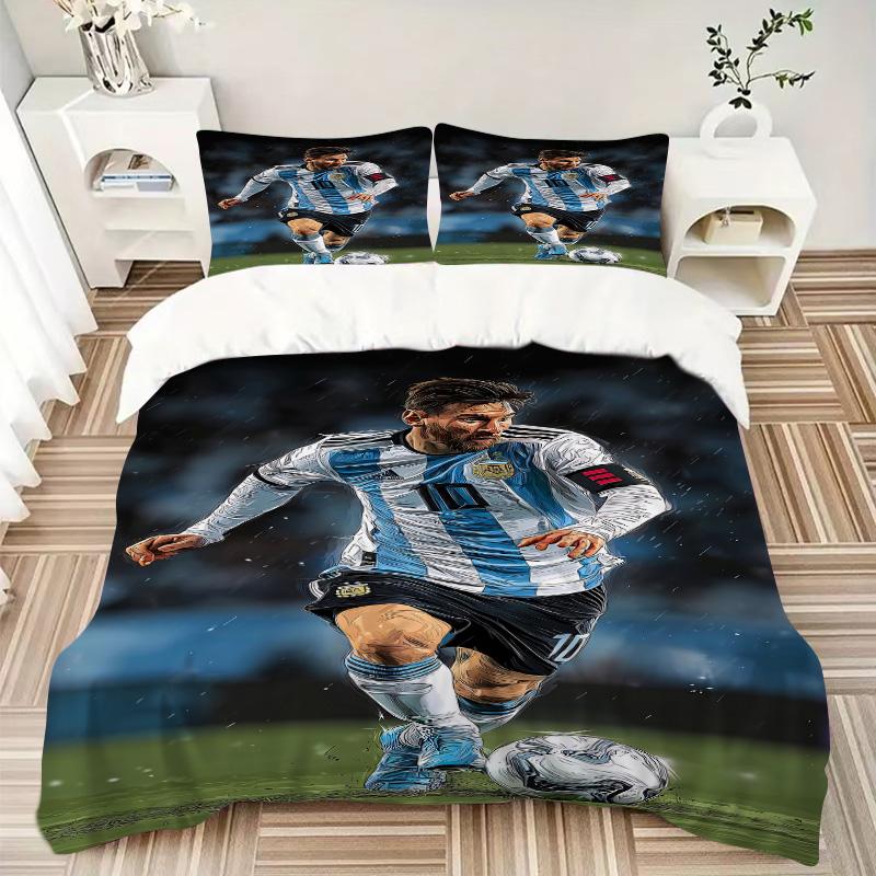 Argentina Football Player Action Print 3Pcs Bedding Setduvet Cover With 2 Bedropillowcase Home Birthday Gift