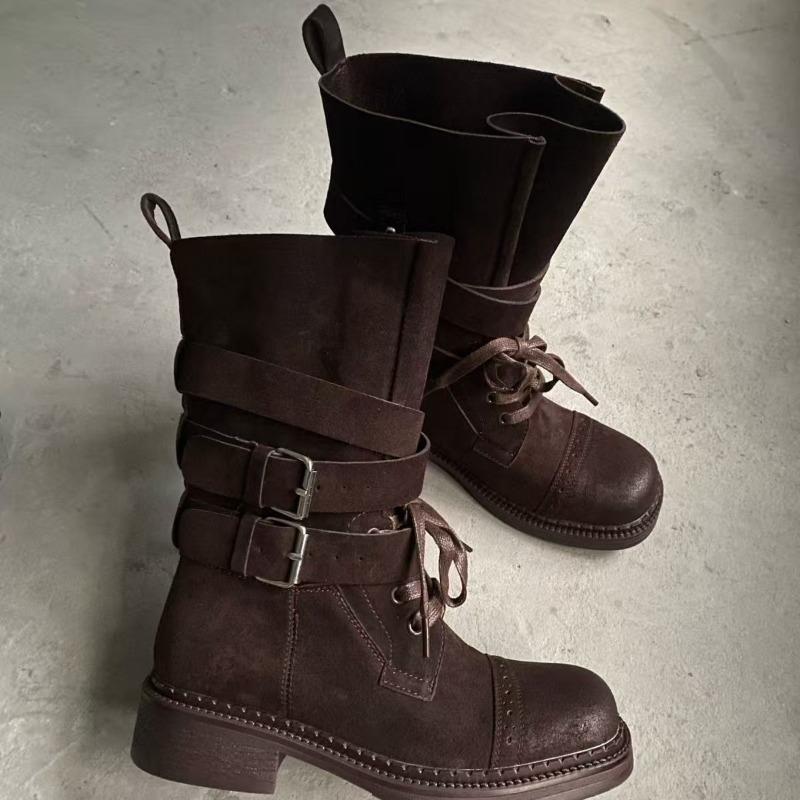 Women Suede Ankle Boots Heeled Shoes 2025 New Winter Chelsea Snow Boots Retro Goth Chunky Brand Party Zapatos De Mujer