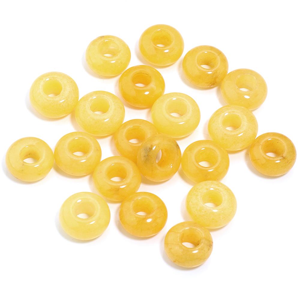 6pcs 14x8mm Natural Stone Beads Amethyst Tiger Eye Agate Jade Abacus Shape Big Hole Loose Beads for Jewelry Making DIY Bracelets