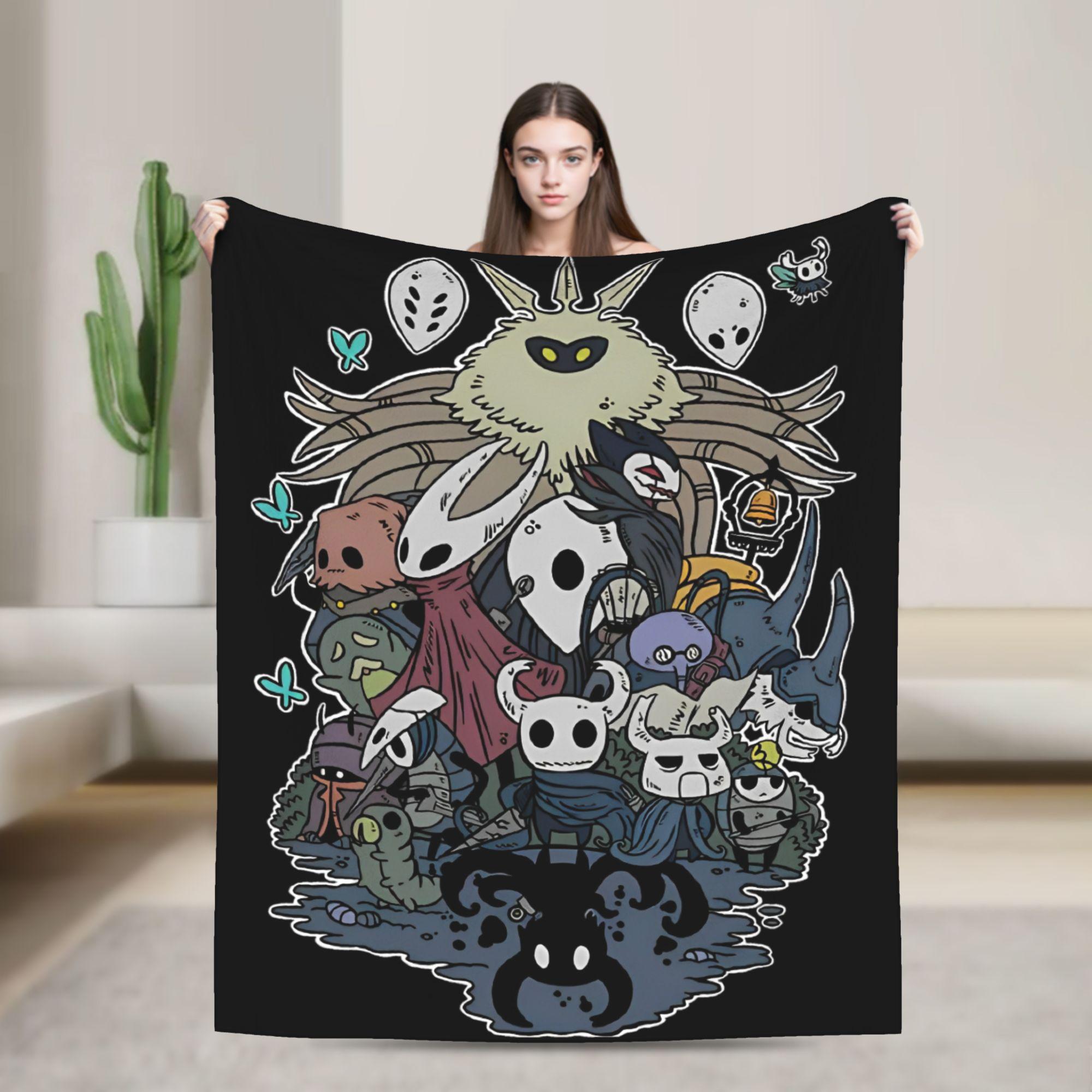 

Hollow Knight Advanture Game Blankets Flannel Autumn Winter Cartoon Cute Multifunction Lightweight Throw Blankets for Travel 75x90cm