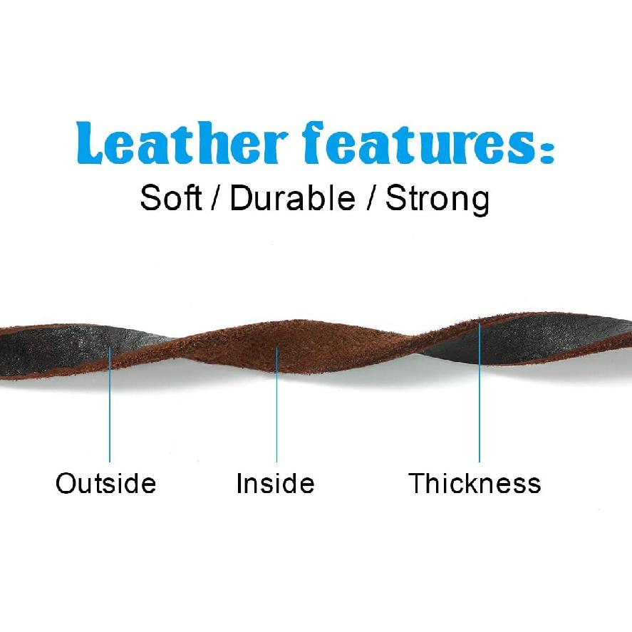 FOCUSPET Leather Dog Leash 6 Ft Leather Dog Training Leash Pet Braided Dog Leash for Large Medium Leads Rope Dogs Walking&Training (1/2 Inch,Brown)