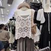 T-Shirt Women Knitting Lace Vest O-Neck Hollow Summer Style Basic Tops Tees Loose Clothing