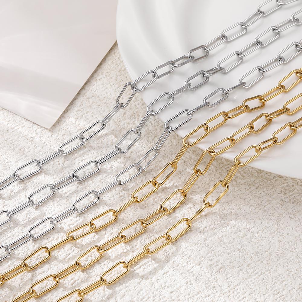 1m Stainless Steel Flat O Shape Chains Handmade Chain for DIY Necklaces Bracelets Bangles Jewelry Gifts Earrings Accessories