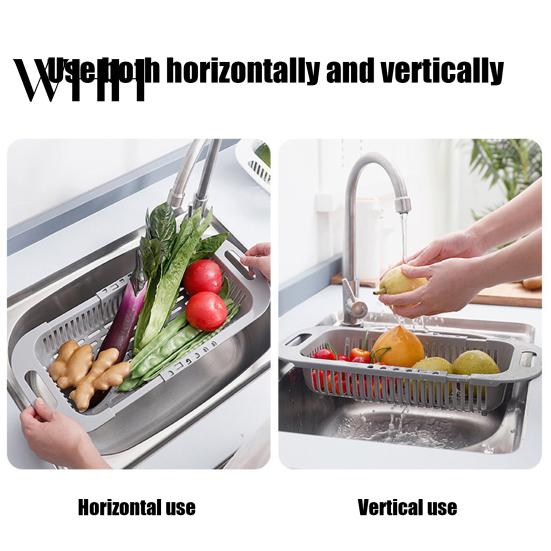 Kitchen Utensil Drainer Retractable Drain Basket Over-the-sink Multifunction Food Grade Extendable Fruit Vegetable Durable Sink Washing Colander