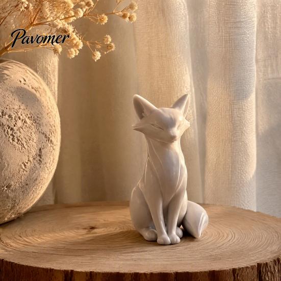 Contemporary Living Room Decor 3D Printed Minimalist Fox Sculpture, Elegant Figurine, Matte Modern Artistic Home Styling Items Desktop Ornament