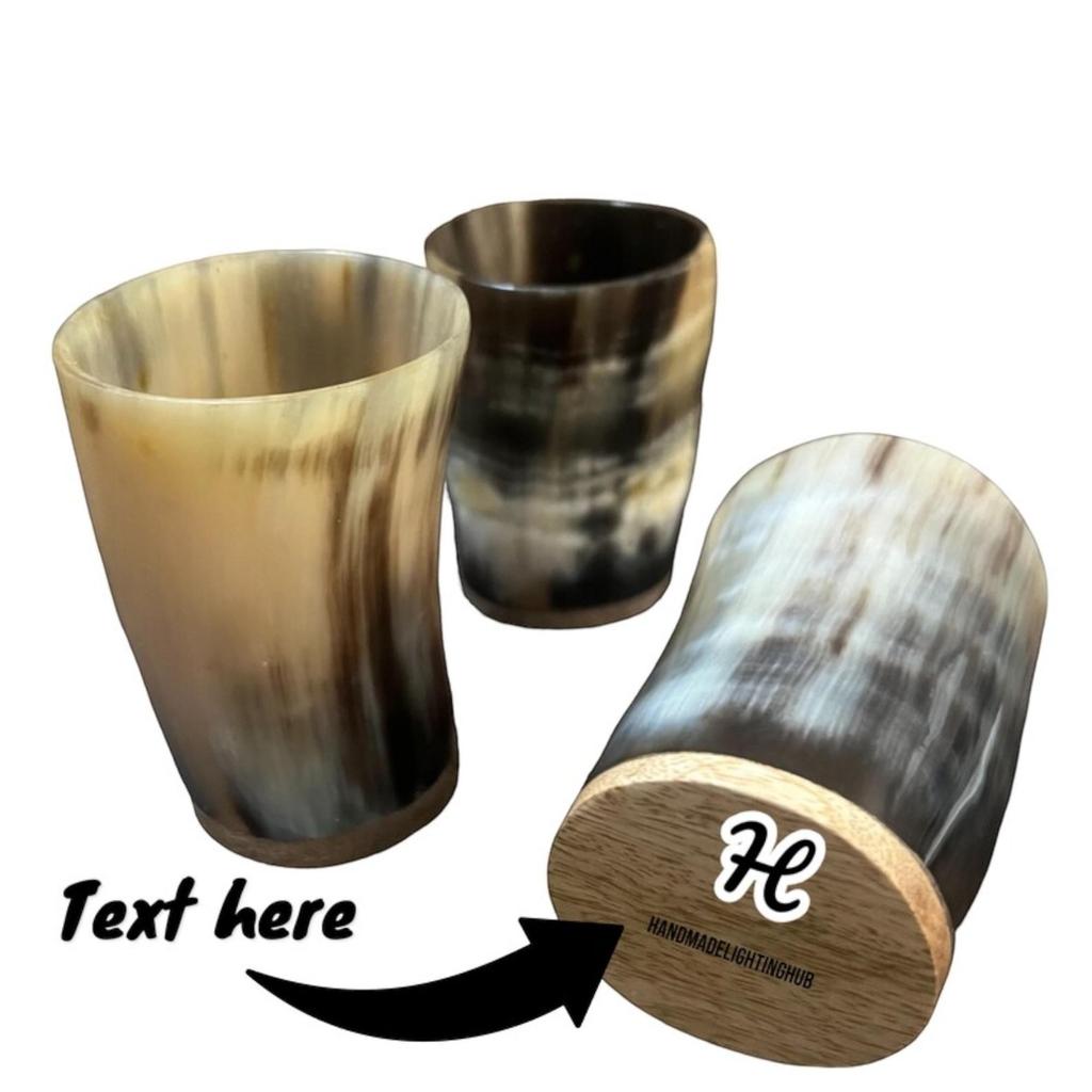 Personalisiertes Wikinger Ochsenhorn Becher Set Trinkhorn Schnapsgläser, Echte Mittelalterliche Hornbecher, Handwerkliche Handarbeit, Ethisch Beschafft