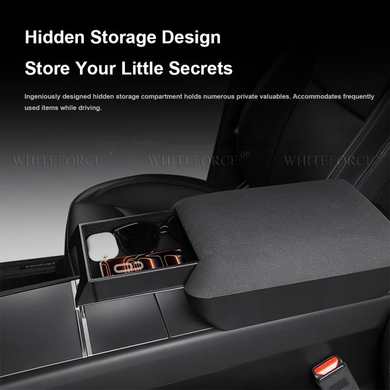 For Tesla Model Y Juniper 2025 Suede Armrest Box Raised Storage Box Drawer-type for Model 3 Highland Privacy Storage Space Elbow