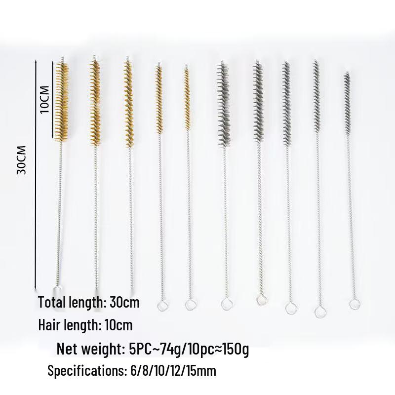 12" Pipe Brush Set with Copper & Stainless Steel Wire for Rust Removal & Polishing