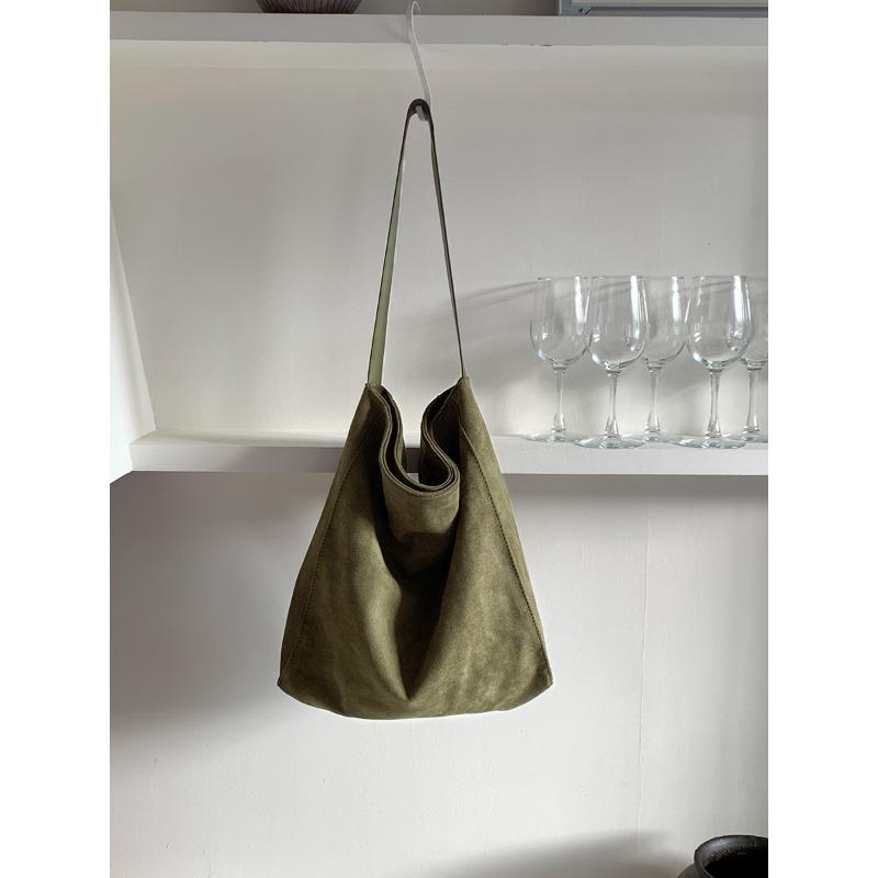 Suede Retro Commuter Tote Bag Women's Logo Autumn and Winter Shoulder Bag Women's Versatile Large-capacity Plush Bag