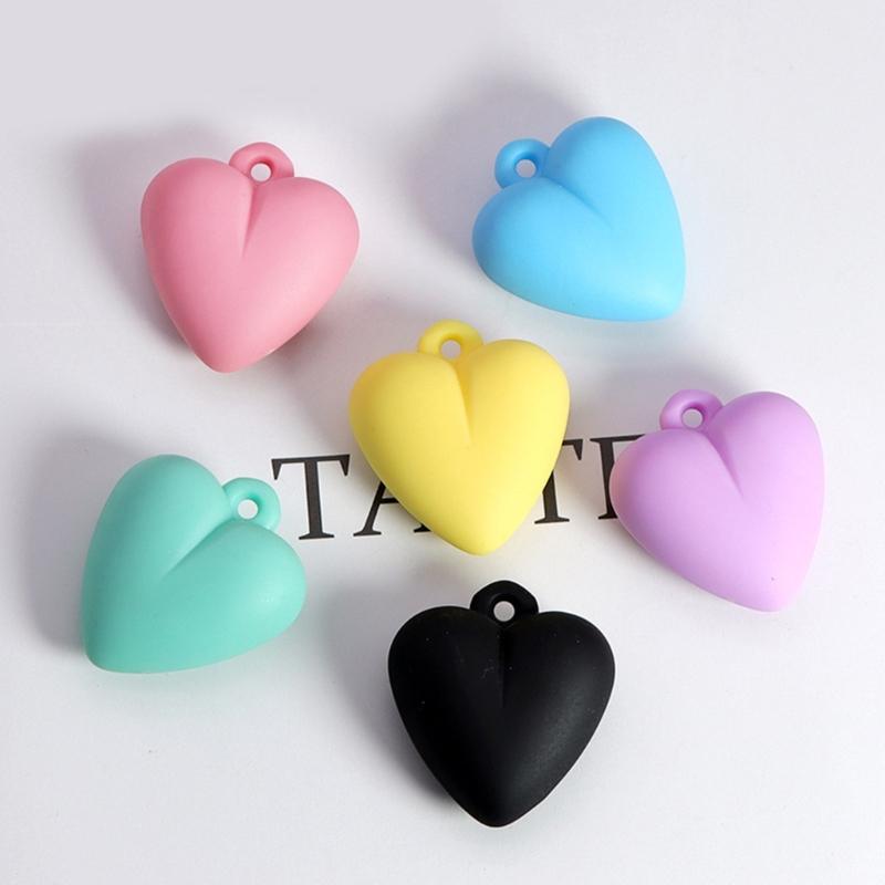 Acrylic Heart Pendant Bead DIY-Jewelry Making Necklace Charm Colorful Heart Loose Bead with Hole for Women Girl Teen
