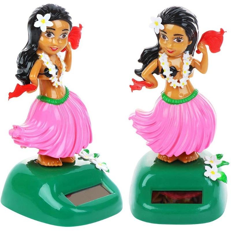 Solar Hawaiian Dance Figure Car Dashboard Toy Lovely With Solar Panel Shaking Head Doll Dancing Figure Toy For Bedroom Family