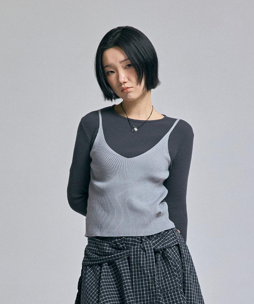 AWESOME STUDIO Bustier Layered Knit Charcoal