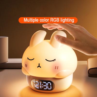 Cute Bunny Night Light Digital Alarm Clock Electronic Desk Clock Bedrooms Timer Bedside Table Clock for Kids Small Room Decor
