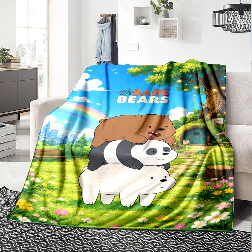We Bare Bears Print Flannel Blanket High Quality Warm Comfortable Cover for All Seasons Perfect for Gifts Home Decor