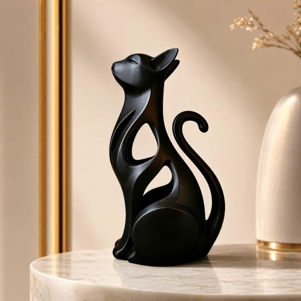 Plastic Abstract Cat Sculpture 3D Printed Sculpture of Kitten Bedroom Decor