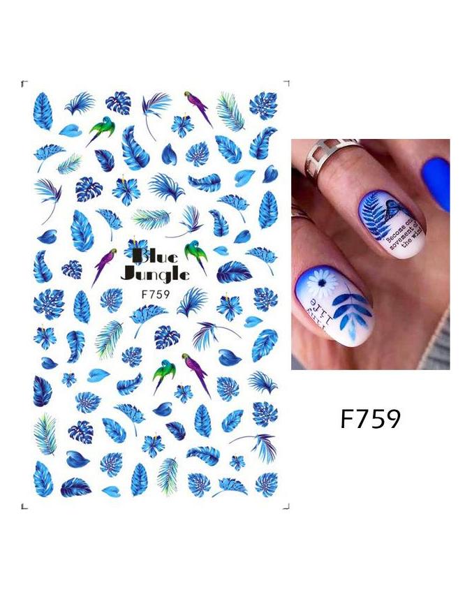 Autocollants 3D pour Nail Art, lignes ondulées abstraites colorées, décalcomanies à fleurs et feuilles florales, décoration d'ongles