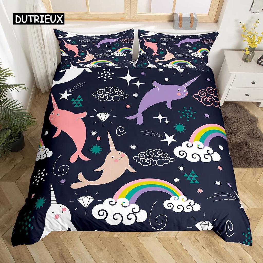 Szivárványos egyszarvú paplanhuzat Aranyos álmodozó lótakaró huzat Rajzfilm Kis egyszarvú ágyneműhuzat iker lánynak tini Kawaii ajándékok