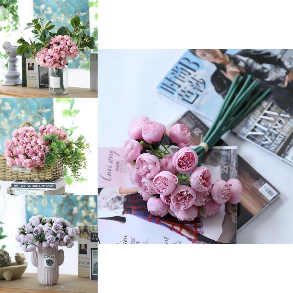 Stunning High Realistic 21-head Peony Tea Rose Silk Flowers For Home Decor