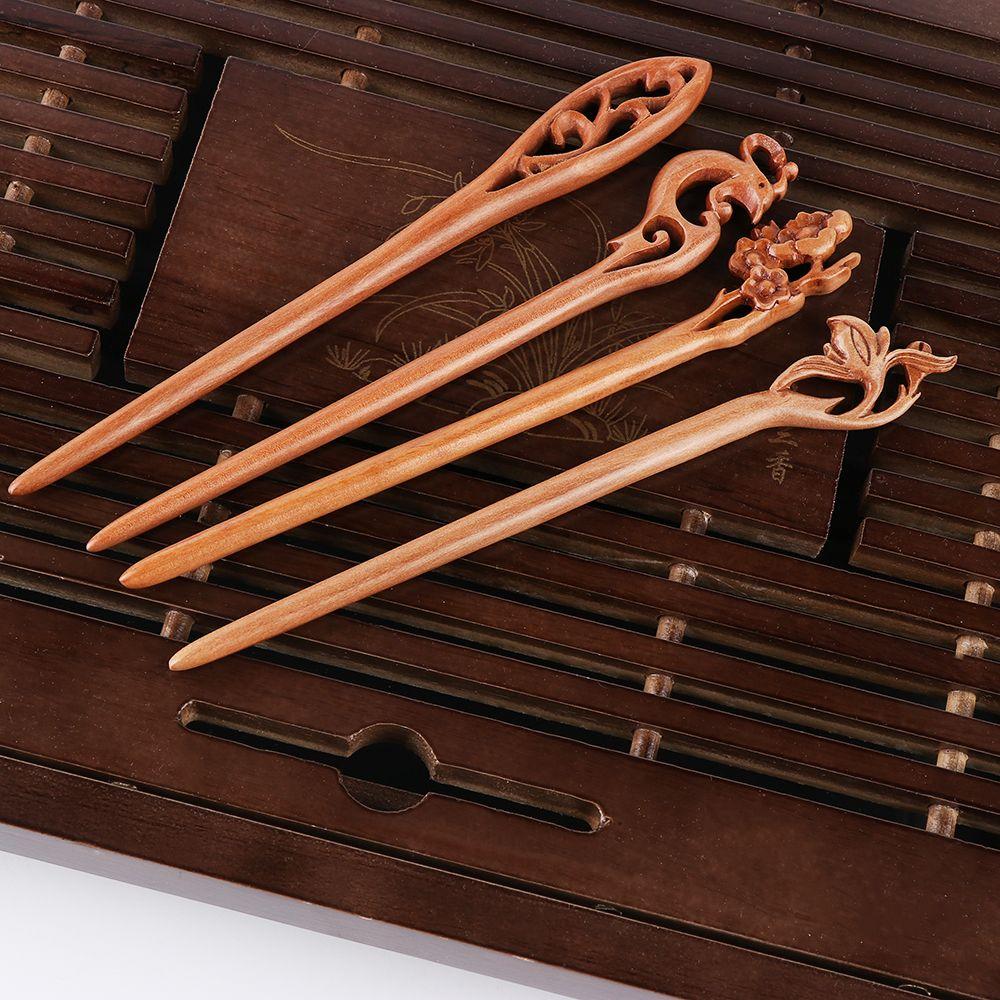 Fashion Carved Handmade Peachwood Styling Tools Chopstick Hair Stick Hair Accessories Hairpin