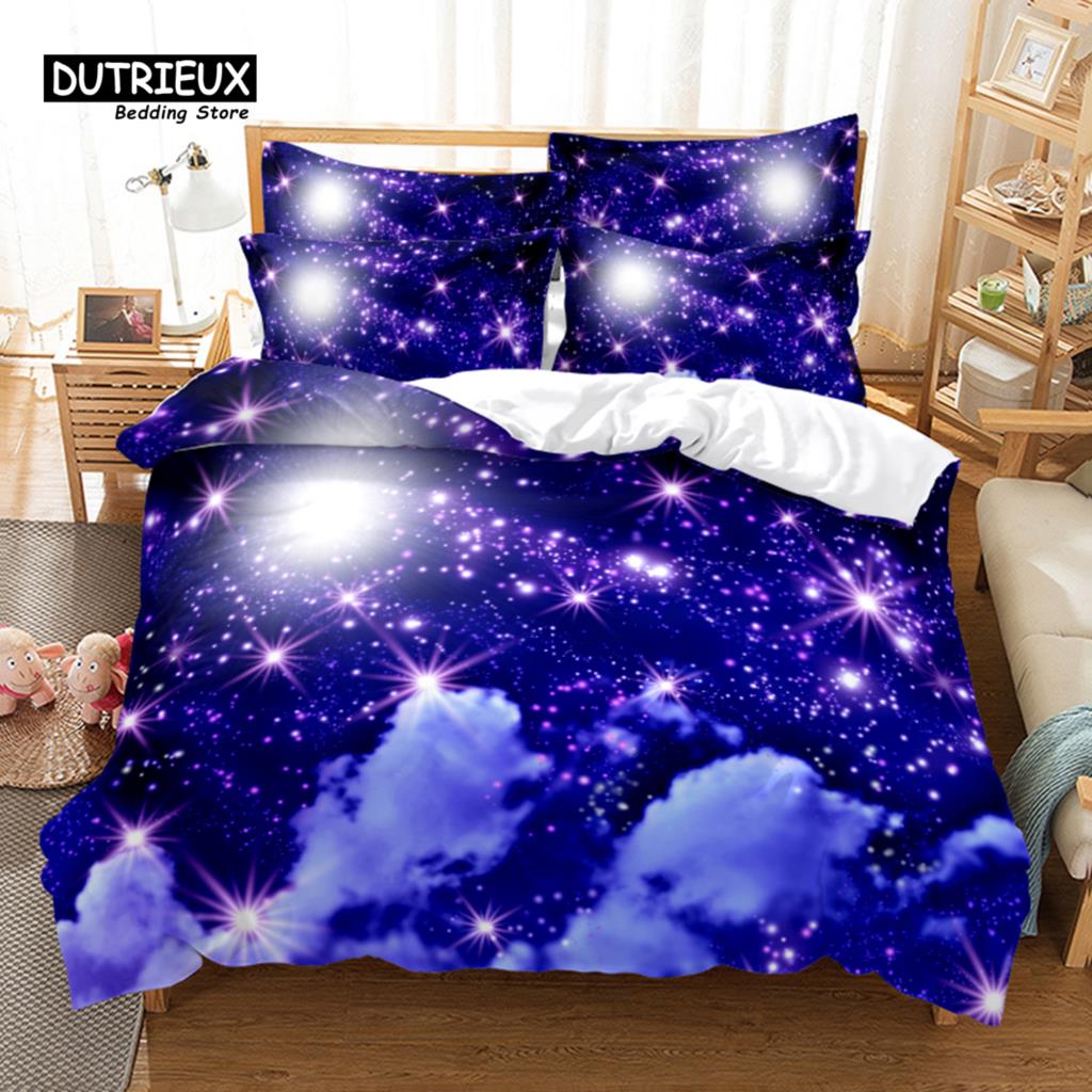 Starry Sky And Galaxy Bedding Set, 3Pcs Duvet Cover Set, Soft Comfortable Breathable Duvet Cover, For Bedroom Guest Room Decor