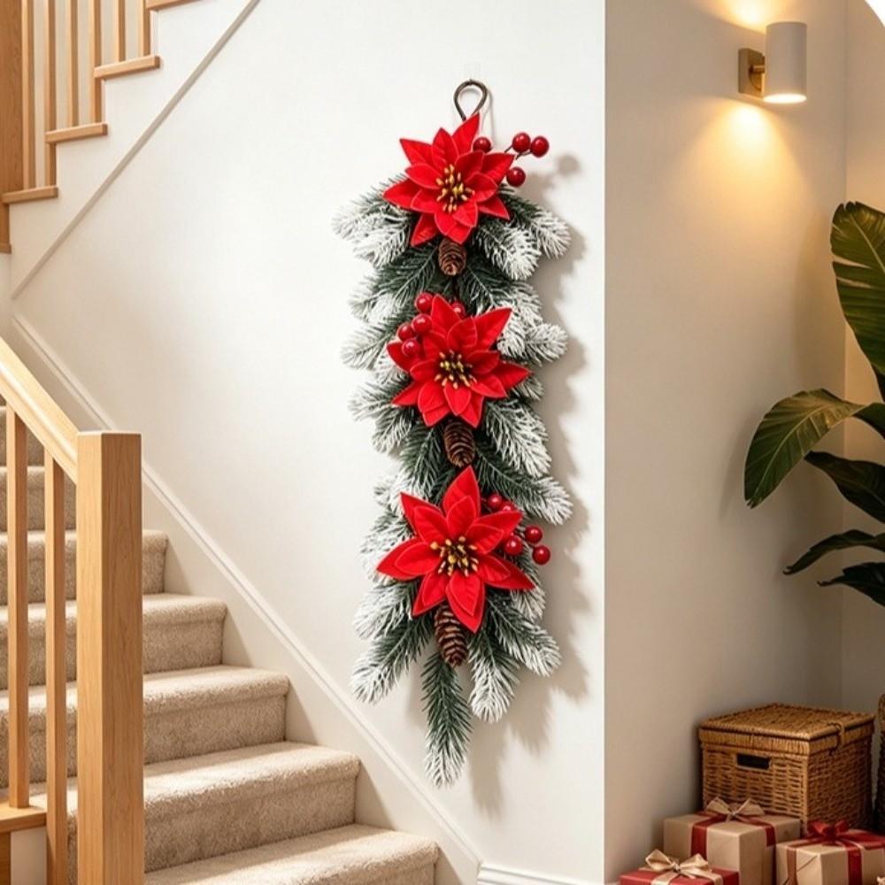 Plastic Artificial Christmas Wreath Lifelike Christmas Wreath Ornaments Table Decor