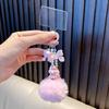 Cartoon Keychain: Fluffy Ball & Beaded Pendant for Phone, Backpack, or Ornament