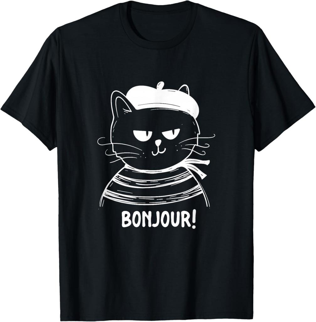 Bonjour - Französische Katze Frankreich Liebhaber Frankophil T-Shirt