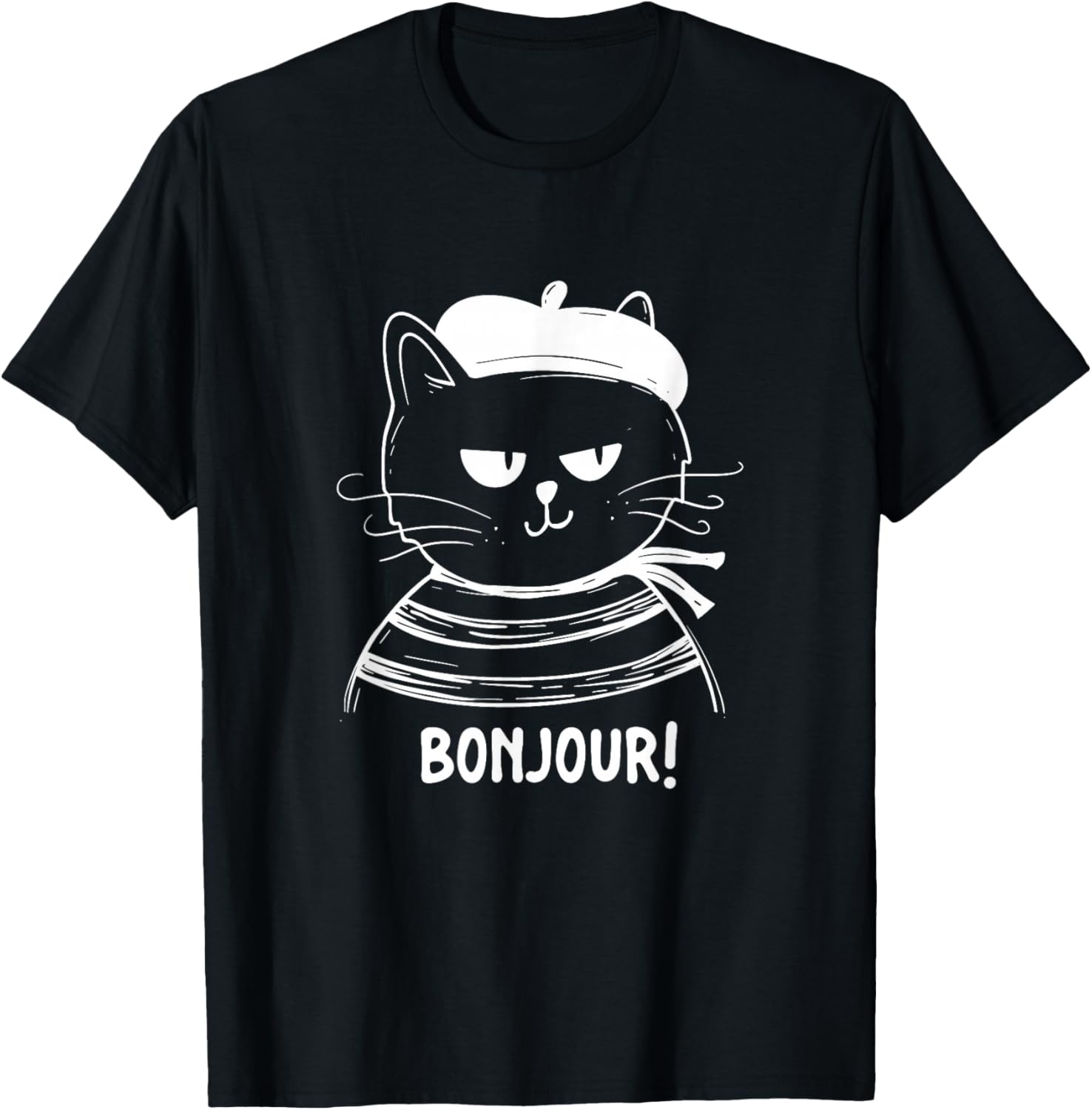 Bonjour - French Cat France Lover Francophile T-Shirt S разноцветный