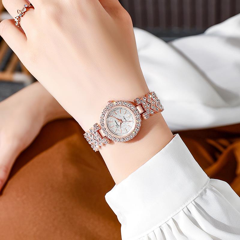 2024 Fashion Starry Sky Ladies Quartz Watch with Roman Numerals and Diamond Accents