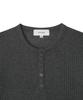OX STUDIOS Ribbed Semi-Muscle Fit Henley Neck T-Shirt (Charcoal)
