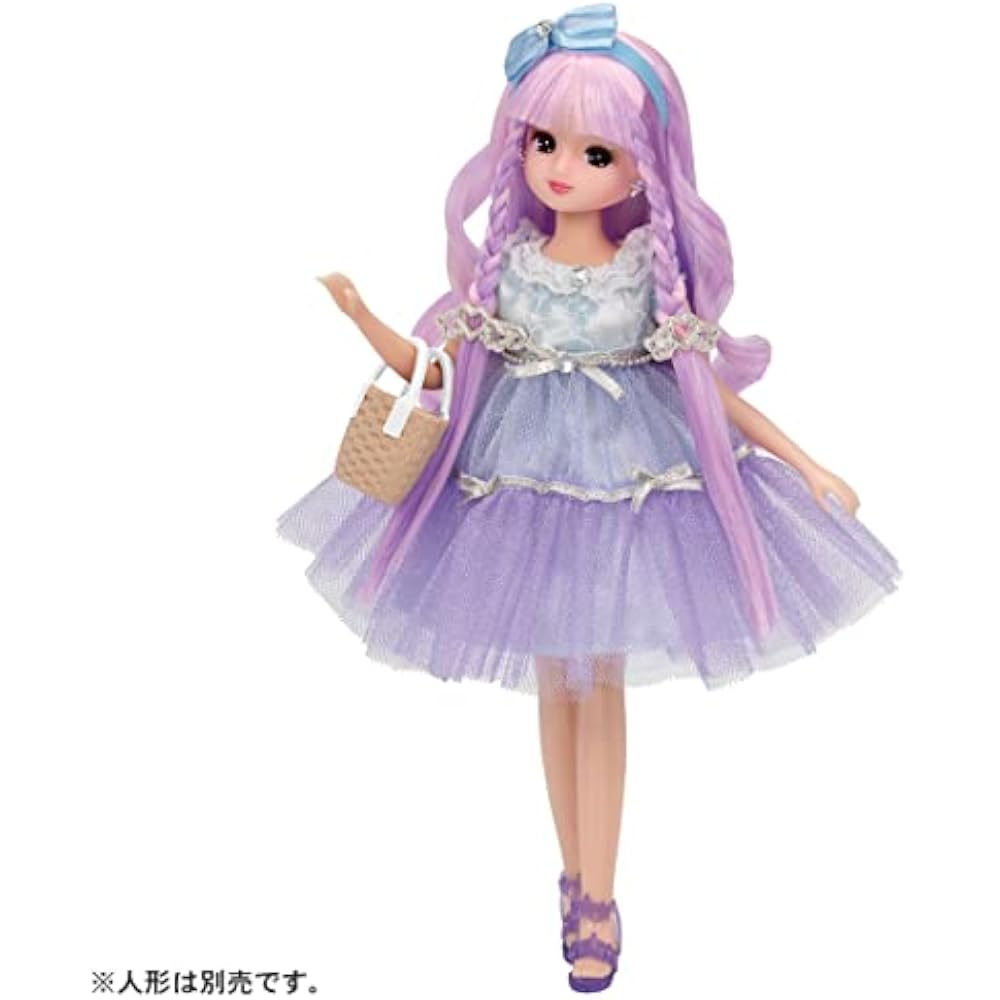 Takara Tomy Licca-chan Dress Niji Kyun Curl Dress Set, Icy Outfit, Playhouse Toy, 3 years and up