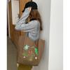 Vintage Plant Embroidered Double-sided Canvas Bag Large Capacity Canvas Bag Fresh Dual-purpose Student Bag Commuter Bag